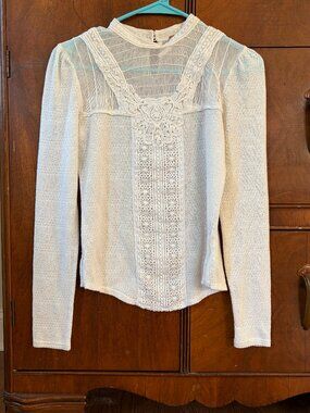 Free People Edwardian Style Blouse - White, Small